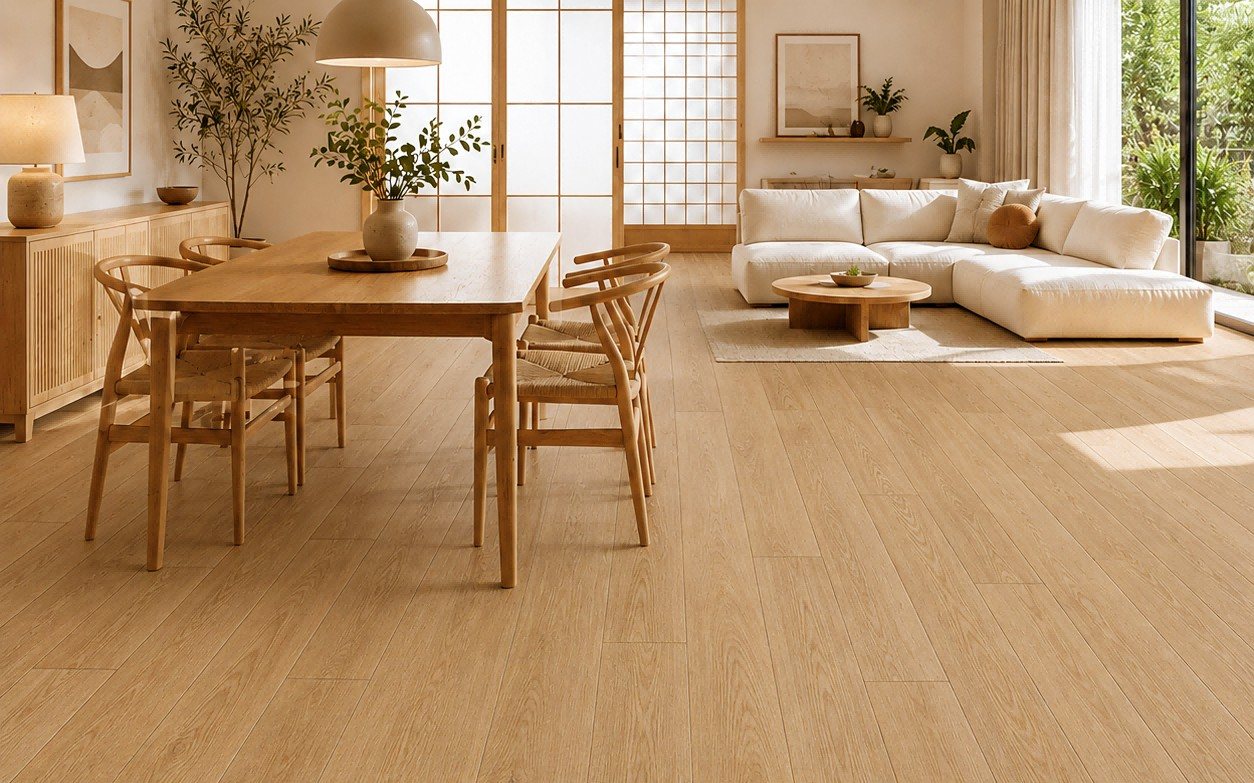 Realistic Filipino home interior featuring floor sticker pattern